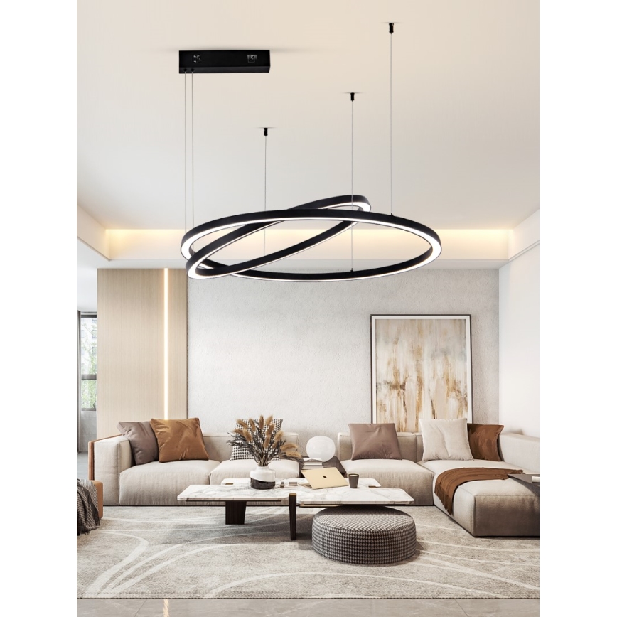 Immax NEO 07216L - LED prigušiva luster na sajli FINO LED/93W/230V 60/80cm crna Tuya + daljinski upravljač
