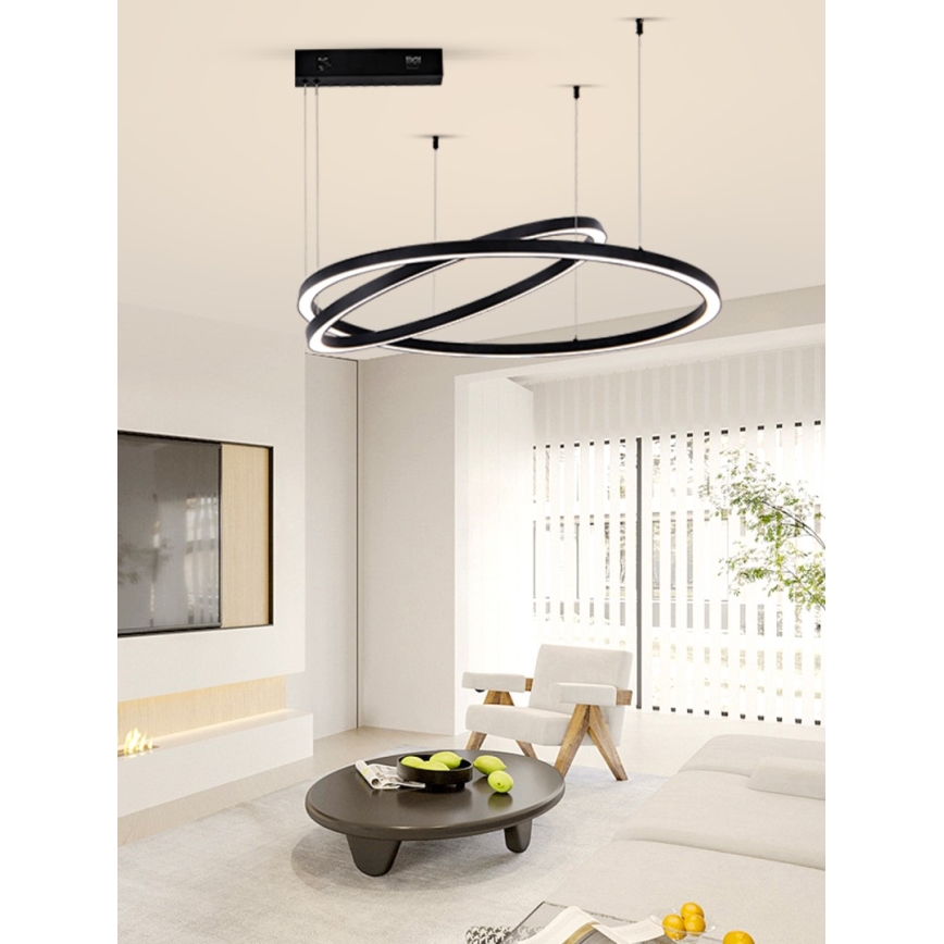 Immax NEO 07216L - LED prigušiva luster na sajli FINO LED/93W/230V 60/80cm crna Tuya + daljinski upravljač
