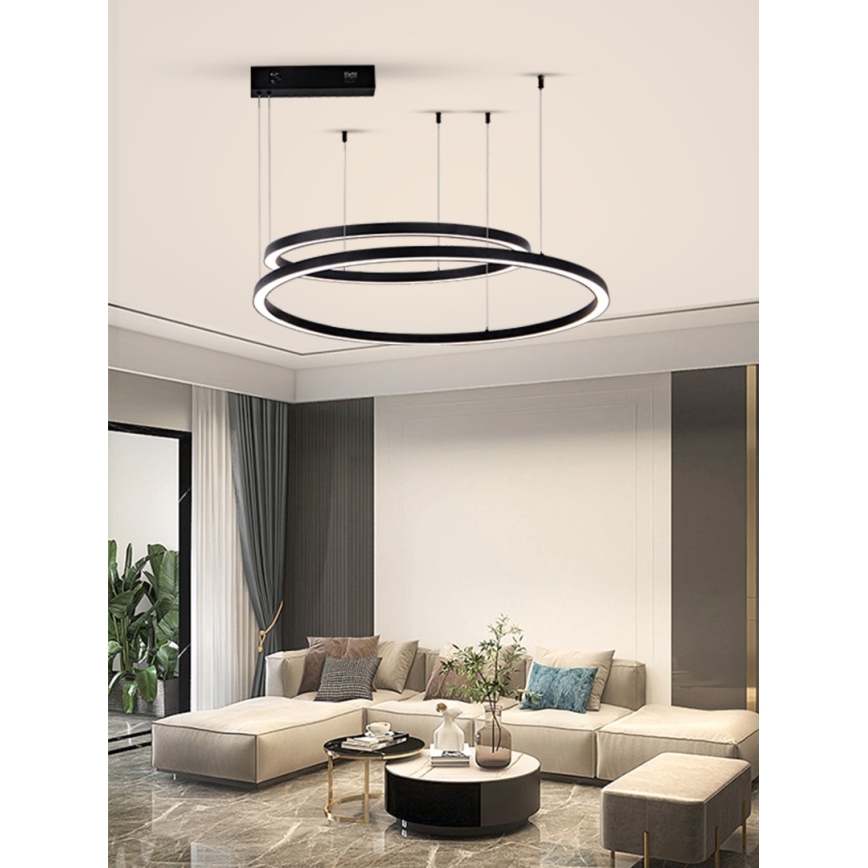 Immax NEO 07216L - LED prigušiva luster na sajli FINO LED/93W/230V 60/80cm crna Tuya + daljinski upravljač
