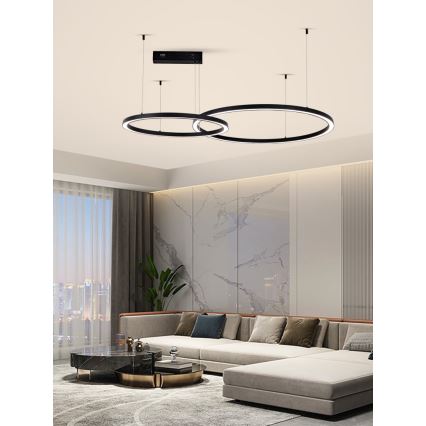 Immax NEO 07216L - LED prigušiva luster na sajli FINO LED/93W/230V 60/80cm crna Tuya + daljinski upravljač