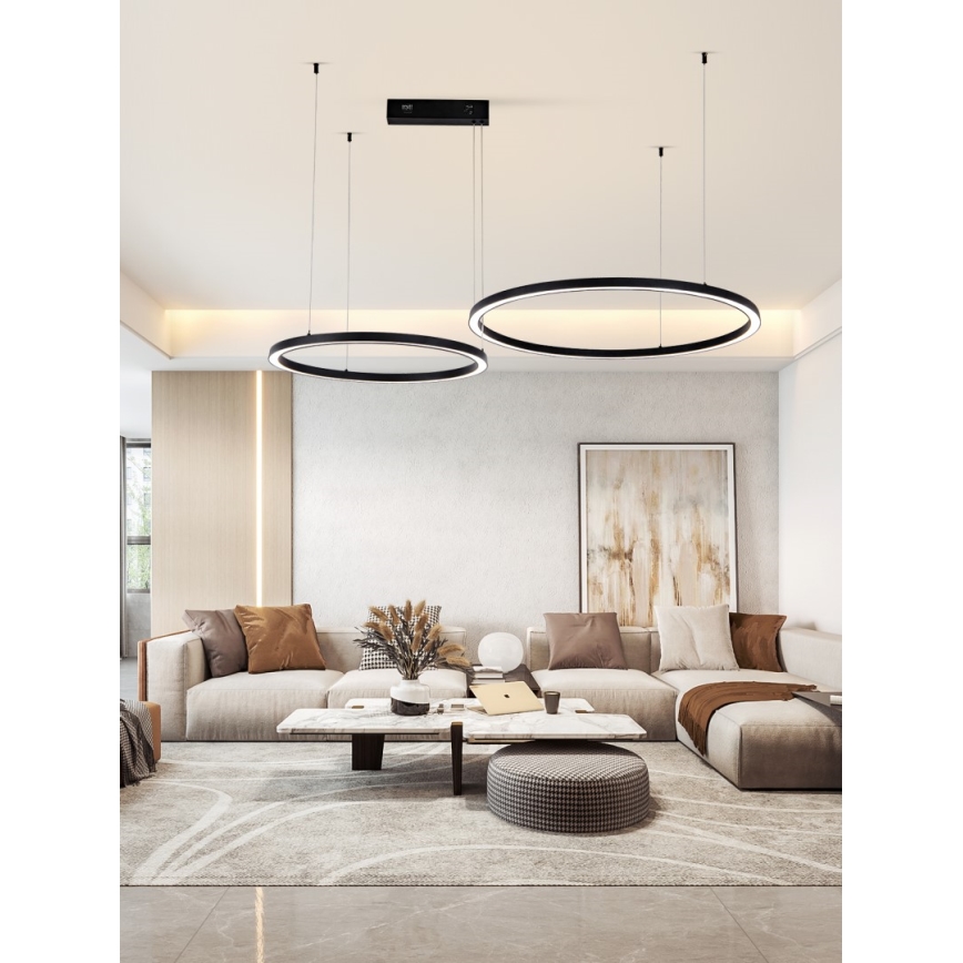 Immax NEO 07216L - LED prigušiva luster na sajli FINO LED/93W/230V 60/80cm crna Tuya + daljinski upravljač