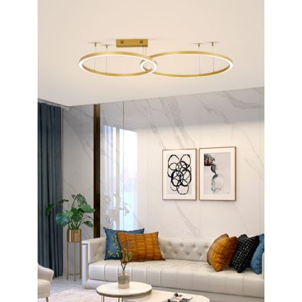 Immax NEO 07218L - LED prigušiva luster na sajli FINO LED/93W/230V 60/80cm zlatna Tuya + daljinski upravljač