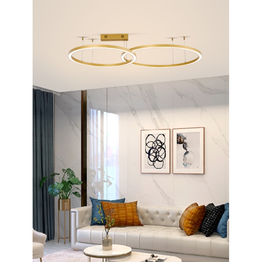 Immax NEO 07218L - LED prigušiva luster na sajli FINO LED/93W/230V 60/80cm zlatna Tuya + daljinski upravljač