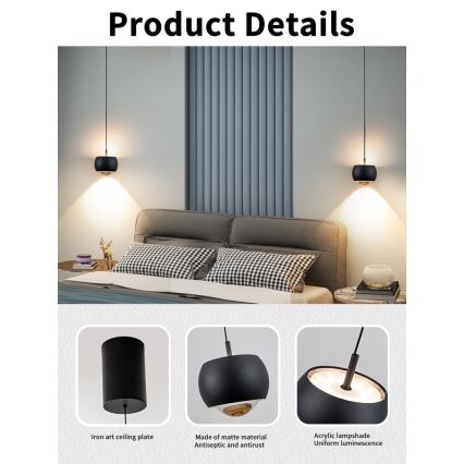 Immax NEO 07219L - LED prigušiva luster na sajli DORMINE LED/6W/230V mat crna Tuya + daljinski upravljač