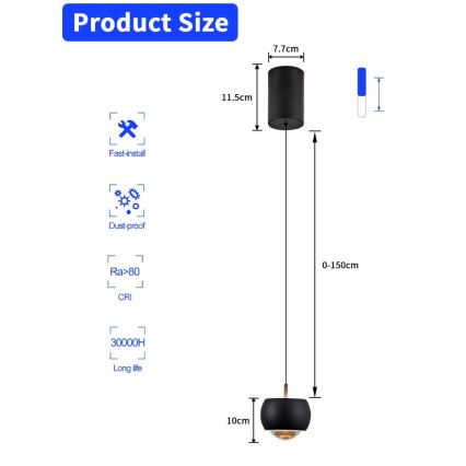 Immax NEO 07219L - LED prigušiva luster na sajli DORMINE LED/6W/230V mat crna Tuya + daljinski upravljač