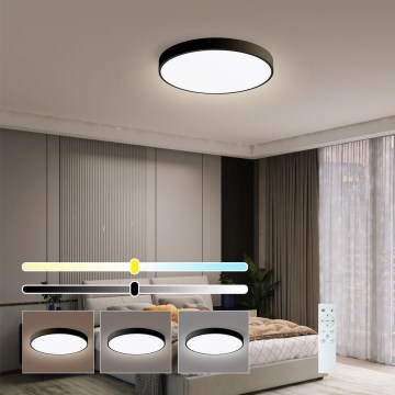 Immax NEO 07248L - LED prigušiva plafonsko svetlo NEO LITE SEMPLICI LED/36W/230V 3000-6000K prečnik 40 cm Wi-Fi Tuya crna + daljinski upravljač
