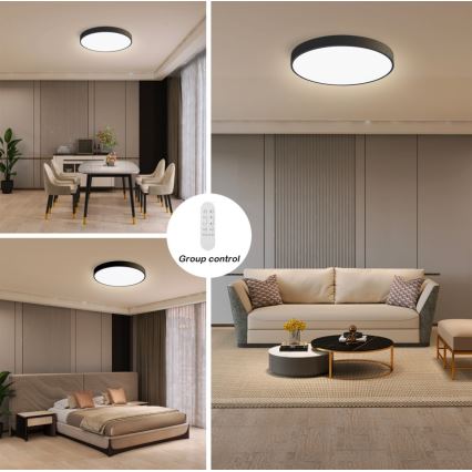 Immax NEO 07248L - LED prigušiva plafonsko svetlo NEO LITE SEMPLICI LED/36W/230V 3000-6000K prečnik 40 cm Wi-Fi Tuya crna + daljinski upravljač