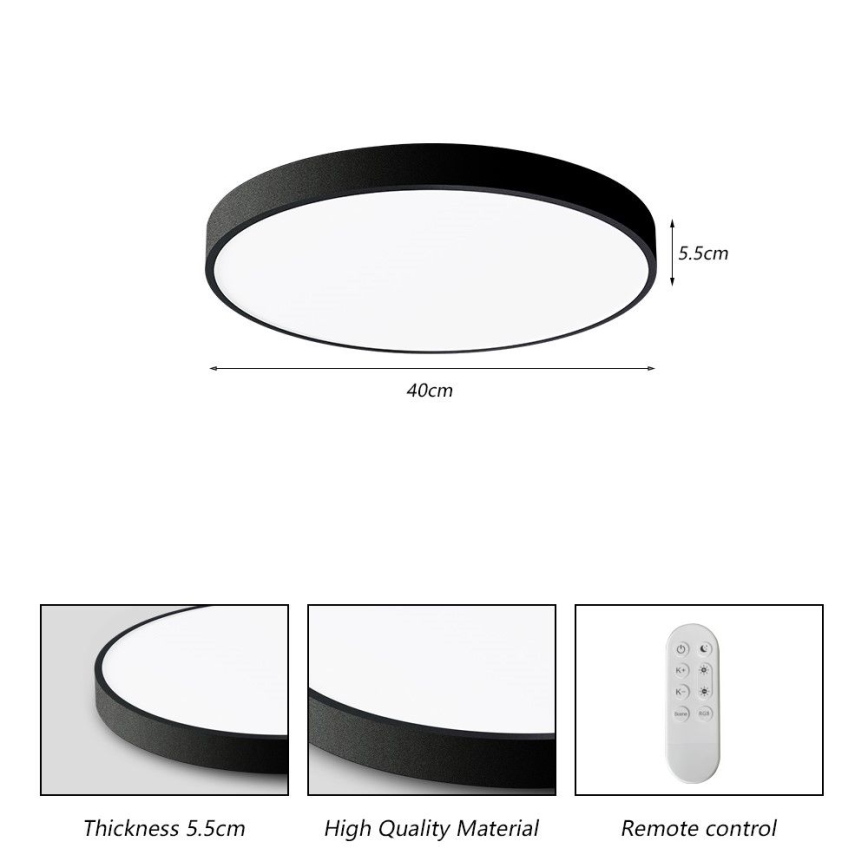 Immax NEO 07248L - LED prigušiva plafonsko svetlo NEO LITE SEMPLICI LED/36W/230V 3000-6000K prečnik 40 cm Wi-Fi Tuya crna + daljinski upravljač