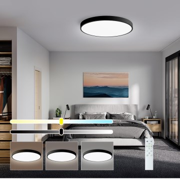 Immax NEO 07249L - LED prigušiva stropna svetiljka NEO LITE SEMPLICI LED/48W/230V 3000–6000K fi 50 cm Wi‑Fi Tuya crna + daljinski upravljač