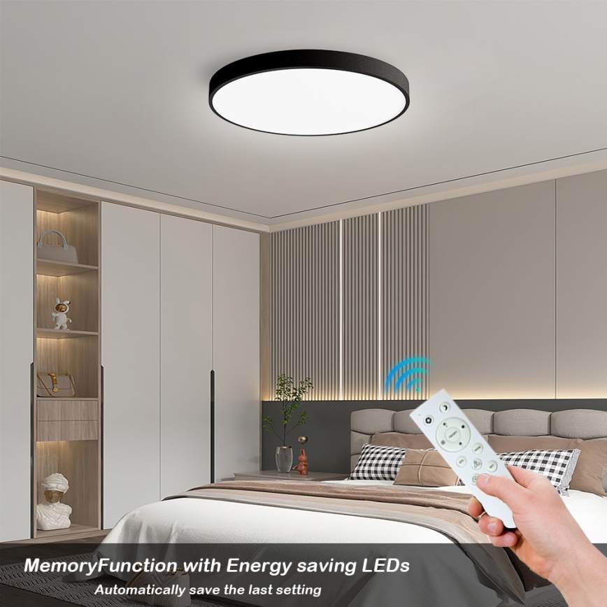 Immax NEO 07249L - LED prigušiva stropna svetiljka NEO LITE SEMPLICI LED/48W/230V 3000–6000K fi 50 cm Wi‑Fi Tuya crna + daljinski upravljač