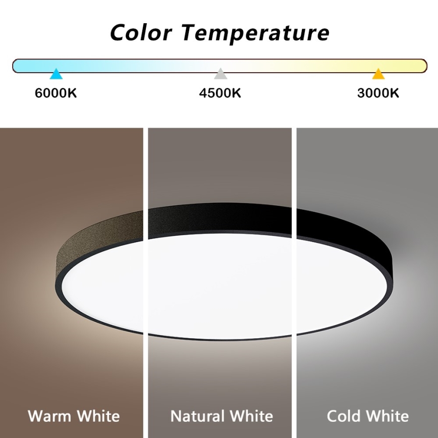 Immax NEO 07249L - LED prigušiva stropna svetiljka NEO LITE SEMPLICI LED/48W/230V 3000–6000K fi 50 cm Wi‑Fi Tuya crna + daljinski upravljač