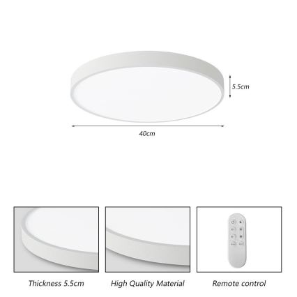 Immax NEO 07251L - LED prigušiva plafonska lampa NEO LITE SEMPLICI LED/36W/230V 3000-6000K prečnik 40 cm Wi-Fi Tuya bela + daljinski upravljač