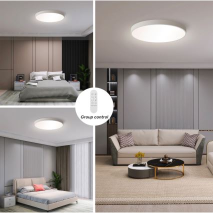 Immax NEO 07252L - LED prigušiva stropno svetlo NEO LITE SEMPLICI LED/48W/230V 3000–6000K prečnika 50 cm Wi-Fi Tuya, bela + daljinski upravljač