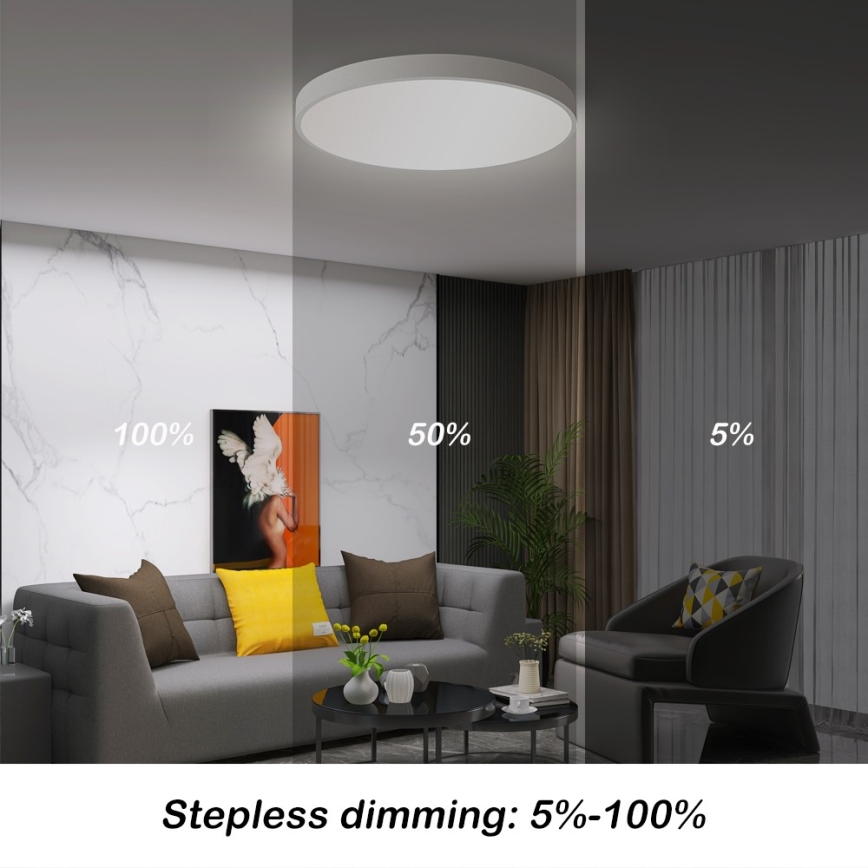 Immax NEO 07252L - LED prigušiva stropno svetlo NEO LITE SEMPLICI LED/48W/230V 3000–6000K prečnika 50 cm Wi-Fi Tuya, bela + daljinski upravljač