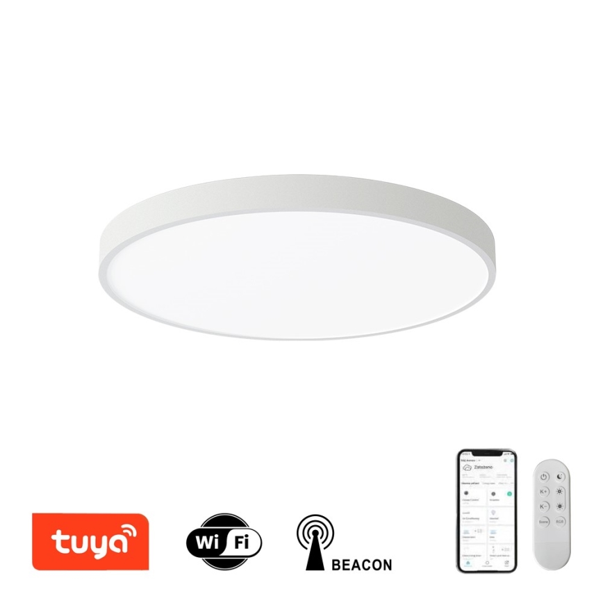 Immax NEO 07252L - LED prigušiva stropno svetlo NEO LITE SEMPLICI LED/48W/230V 3000–6000K prečnika 50 cm Wi-Fi Tuya, bela + daljinski upravljač