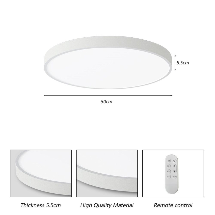 Immax NEO 07252L - LED prigušiva stropno svetlo NEO LITE SEMPLICI LED/48W/230V 3000–6000K prečnika 50 cm Wi-Fi Tuya, bela + daljinski upravljač