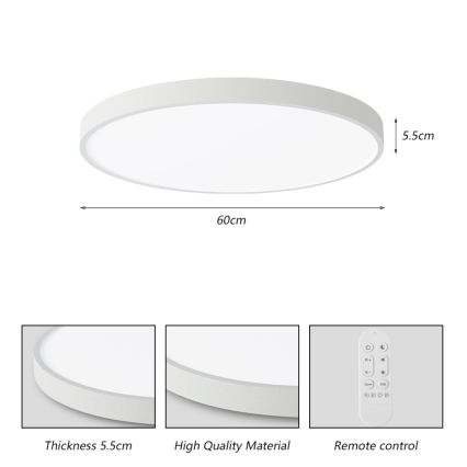 Immax NEO 07253L - LED prigušiva stropno svetlo NEO LITE SEMPLICI LED/60W/230V 3000-6000K Ø 60 cm Wi-Fi Tuya belo + daljinski upravljač