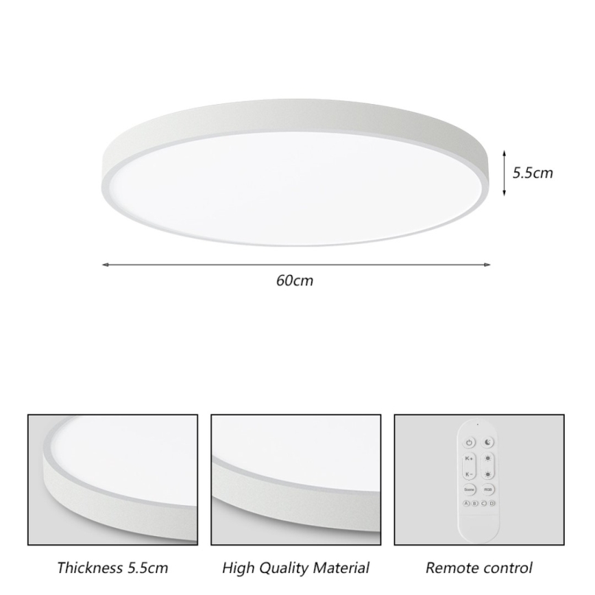 Immax NEO 07253L - LED prigušiva stropno svetlo NEO LITE SEMPLICI LED/60W/230V 3000-6000K Ø 60 cm Wi-Fi Tuya belo + daljinski upravljač