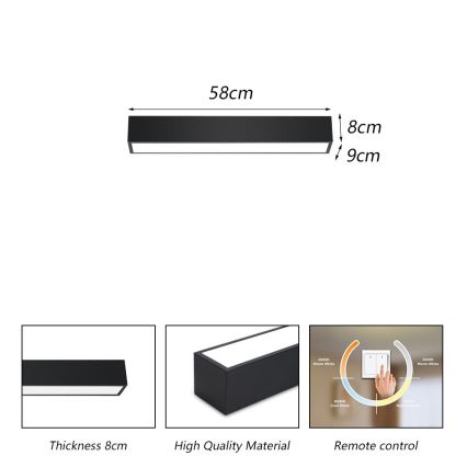 Immax NEO 07254L - LED prigušiva plafonska svetiljka NEO LITE LUNGO LED/20W/230V 3000-6000K Wi-Fi Tuya crna + daljinski upravljač