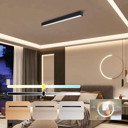 Immax NEO 07255L - LED prigušiva plafonska svetiljka NEO LITE LUNGO LED/20W/230V 3000-6000K Wi-Fi Tuya crna + daljinski upravljač