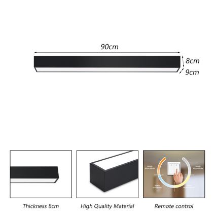 Immax NEO 07255L - LED prigušiva plafonska svetiljka NEO LITE LUNGO LED/20W/230V 3000-6000K Wi-Fi Tuya crna + daljinski upravljač