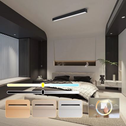 Immax NEO 07256L - LED prigušivo stropno svetlo NEO LITE LUNGO LED/38W/230V 3000-6000K Wi-Fi Tuya crna + daljinski upravljač