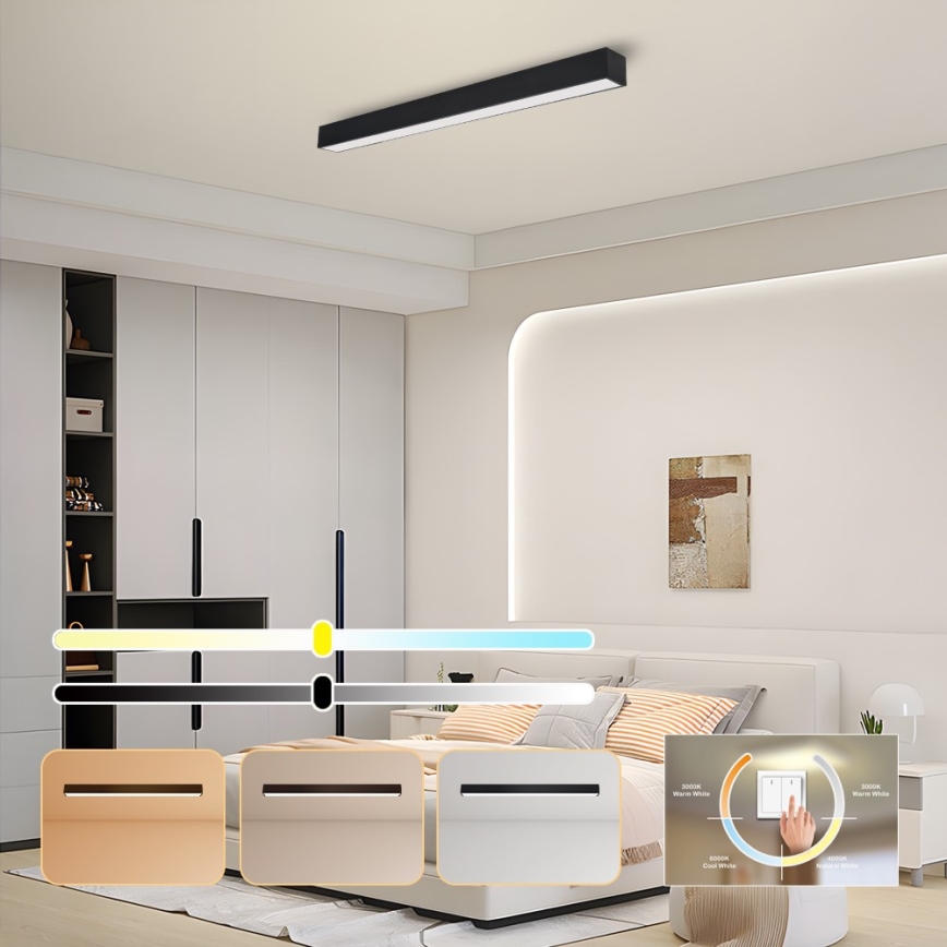 Immax NEO 07256L - LED prigušivo stropno svetlo NEO LITE LUNGO LED/38W/230V 3000-6000K Wi-Fi Tuya crna + daljinski upravljač