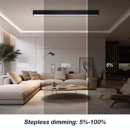 Immax NEO 07256L - LED prigušivo stropno svetlo NEO LITE LUNGO LED/38W/230V 3000-6000K Wi-Fi Tuya crna + daljinski upravljač