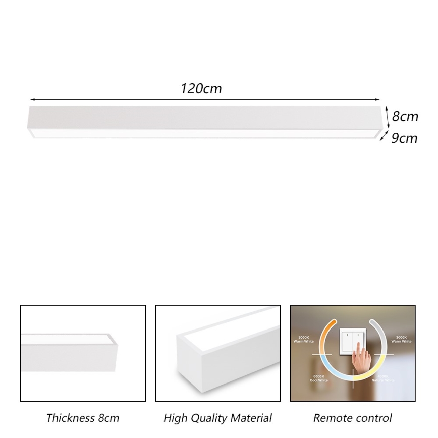 Immax NEO 07259L - LED prigušiva stropna svetiljka NEO LITE LUNGO LED/38W/230V 3000-6000K Wi-Fi Tuya bela + daljinski upravljač