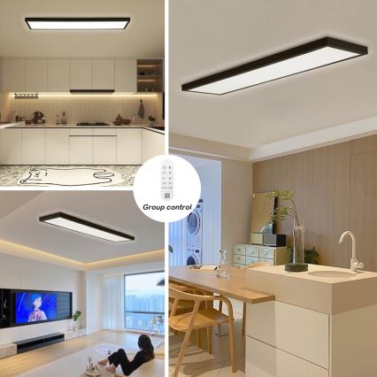 Immax NEO 07278L - LED prigušiva plafonska lampa za kupatilo NEO LITE FRAME LED/50W/230V IP44 Wi-Fi Tuya + daljinsko upravljanje crna