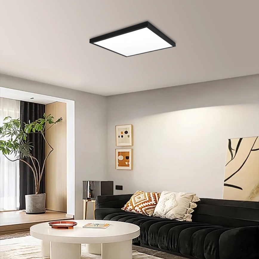 Immax NEO 07279L - LED prigušiva plafonska lampa za kupatilo NEO LITE FRAME LED/50W/230V IP44 Wi-Fi Tuya + daljinski upravljač crna
