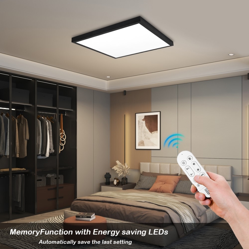 Immax NEO 07279L - LED prigušiva plafonska lampa za kupatilo NEO LITE FRAME LED/50W/230V IP44 Wi-Fi Tuya + daljinski upravljač crna