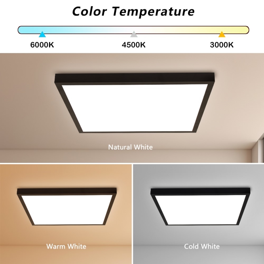 Immax NEO 07279L - LED prigušiva plafonska lampa za kupatilo NEO LITE FRAME LED/50W/230V IP44 Wi-Fi Tuya + daljinski upravljač crna