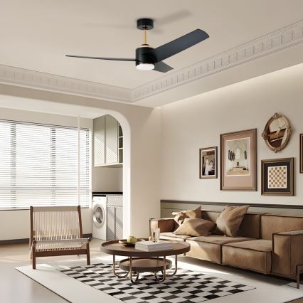 Immax NEO 07280L - LED prigušiva plafonski ventilator BEAUTY LED/18W/230V Wi-Fi Tuya crna, prečnik 132 cm + daljinski upravljač