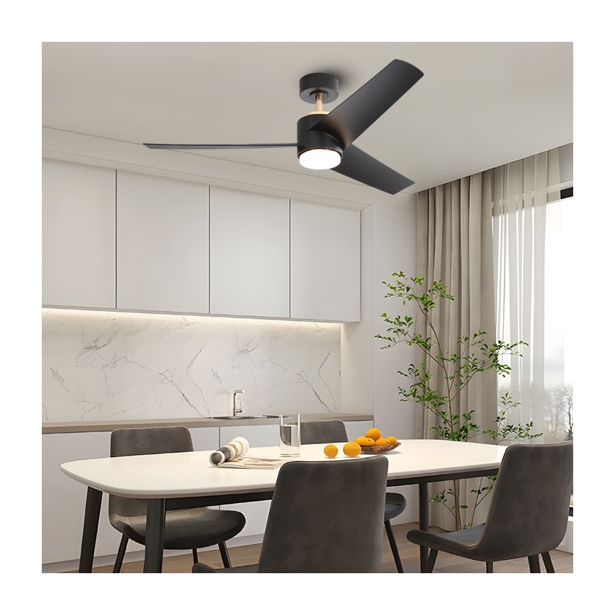 Immax NEO 07280L - LED prigušiva plafonski ventilator BEAUTY LED/18W/230V Wi-Fi Tuya crna, prečnik 132 cm + daljinski upravljač
