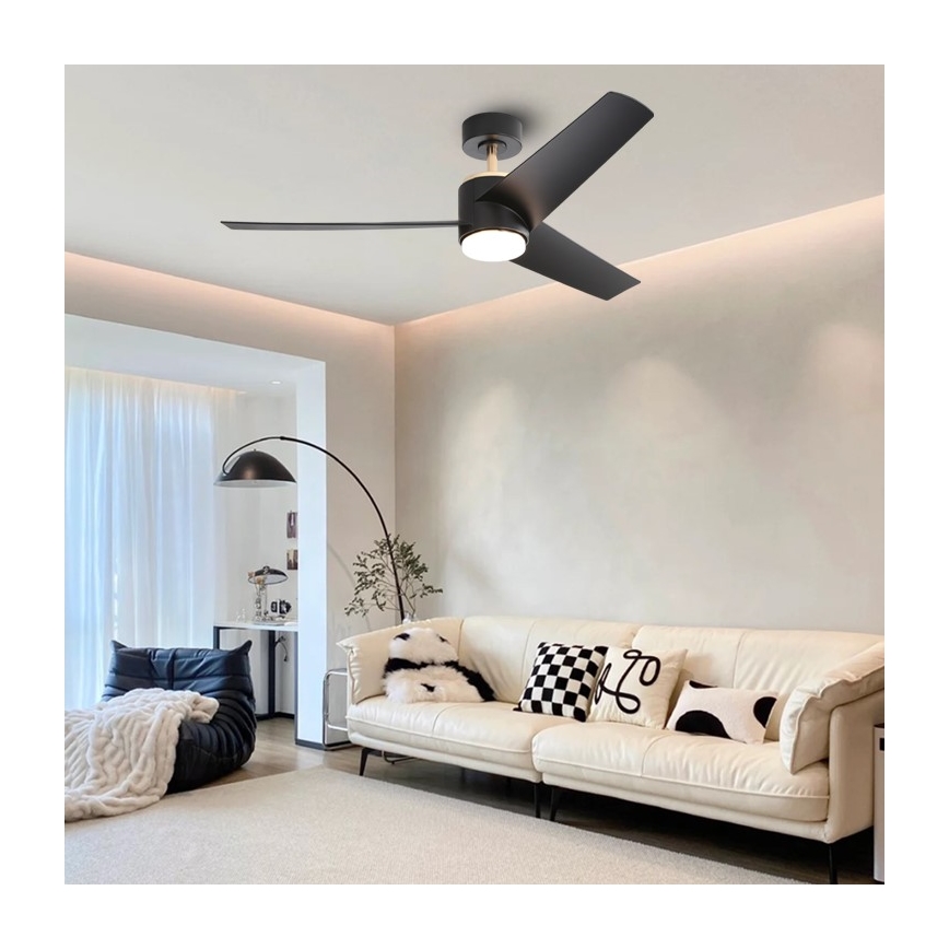 Immax NEO 07280L - LED prigušiva plafonski ventilator BEAUTY LED/18W/230V Wi-Fi Tuya crna, prečnik 132 cm + daljinski upravljač
