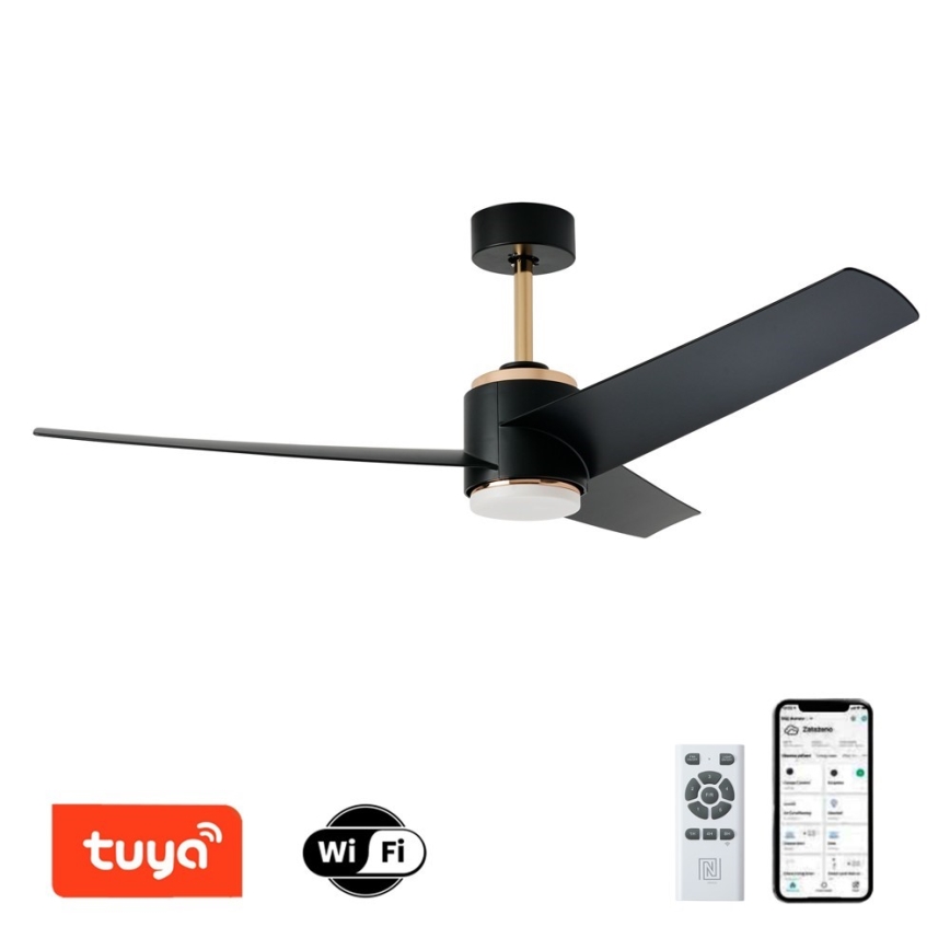 Immax NEO 07280L - LED prigušiva plafonski ventilator BEAUTY LED/18W/230V Wi-Fi Tuya crna, prečnik 132 cm + daljinski upravljač