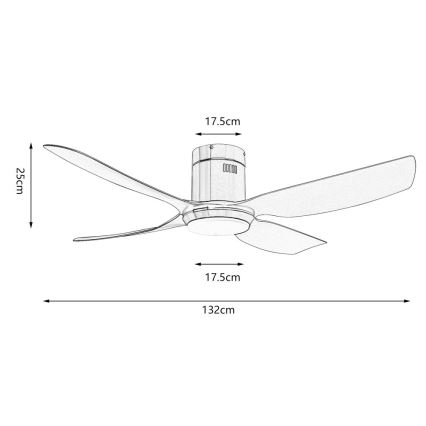 Immax NEO 07282L - LED+CCT prigušiva stropni ventilator PURE LED/24W/230V 3000/4000/6000K Wi-Fi Tuya pr. 132 cm + daljinski upravljač