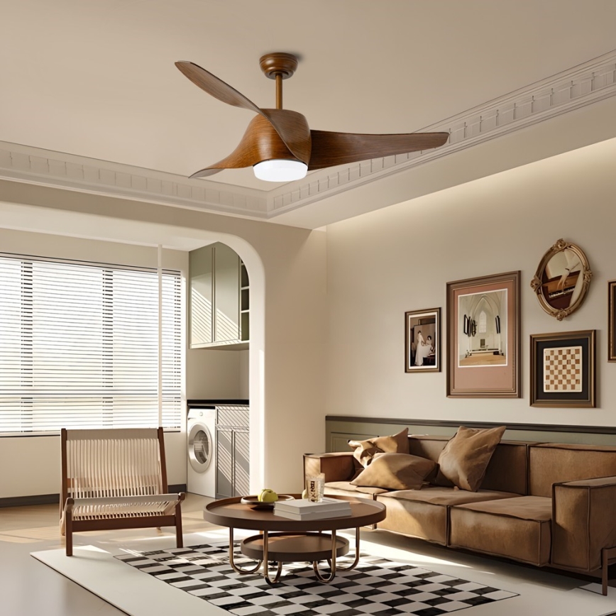 Immax NEO 07286L - LED stropni ventilator WAVE LED/18W/230V Wi-Fi Tuya braon prečnik 132 cm + daljinski upravljač