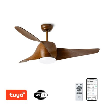 Immax NEO 07286L - LED stropni ventilator WAVE LED/18W/230V Wi-Fi Tuya braon prečnik 132 cm + daljinski upravljač