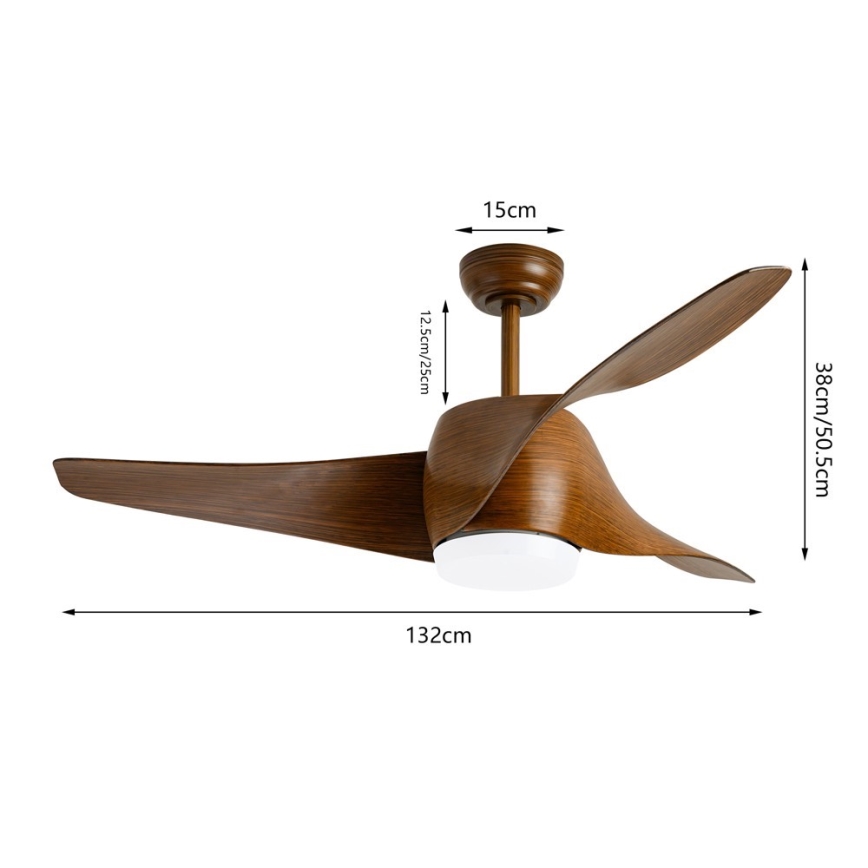 Immax NEO 07286L - LED stropni ventilator WAVE LED/18W/230V Wi-Fi Tuya braon prečnik 132 cm + daljinski upravljač