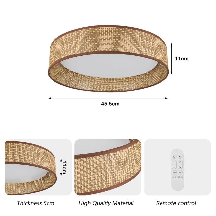 Immax NEO 07288L - LED+CCT prigušiva stropna svetiljka LONA LED/36W/230V 3000-6000K Wi-Fi Tuya prečnik 45,5 cm + daljinski upravljač