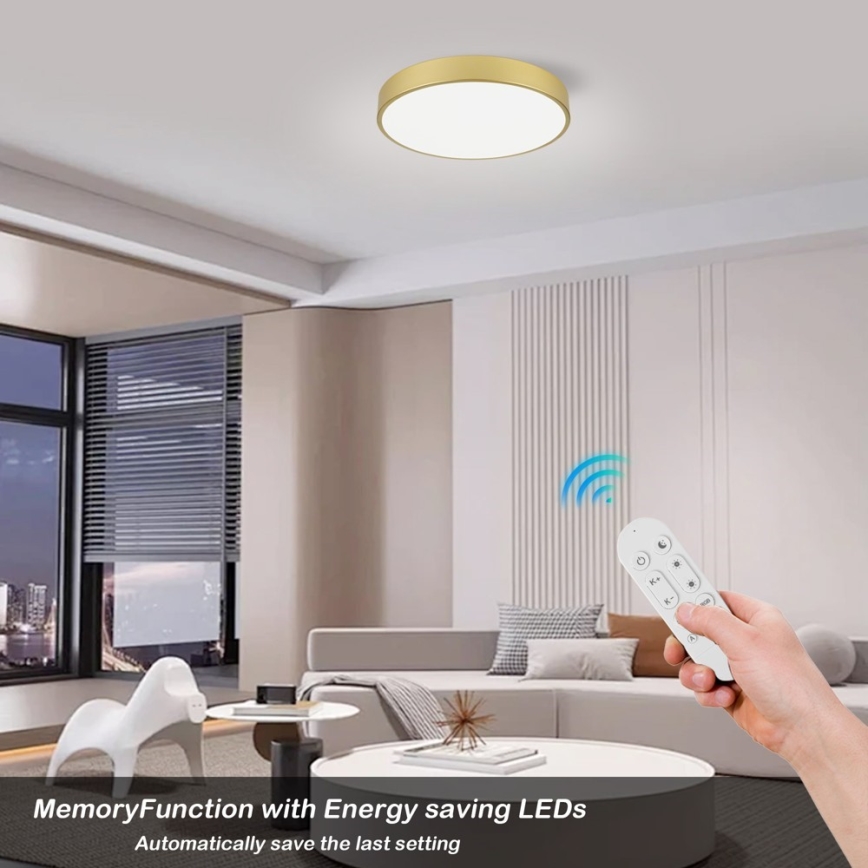 Immax NEO 07292L - prigušiva LED plafonska svetiljka NEO LITE SEMPLICI LED/36W/230V 3000-6000K prečnik 40 cm Wi-Fi Tuya zlatna + daljinski upravljač