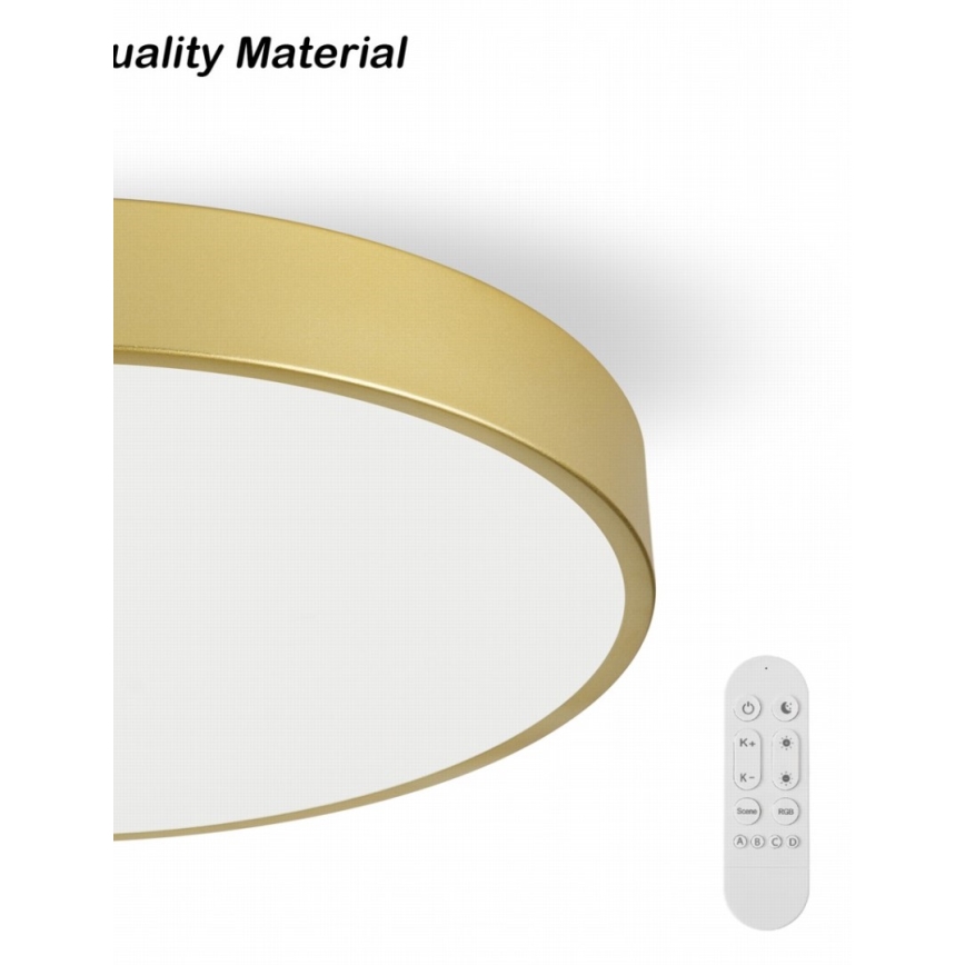 Immax NEO 07293L - prigušiva plafonska LED lampa NEO LITE SEMPLICI LED/60W/230V 3000-6000K prečnik 60 cm Wi-Fi Tuya zlatna + daljinski upravljač