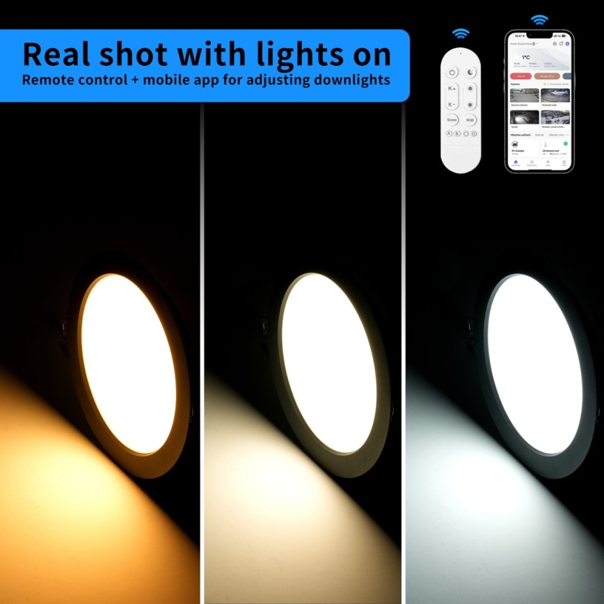 Immax NEO 07294L - LED prigušiva ugradna plafonska lampa DOWN LED/36W/230V Wi-Fi, Tuya  Tuya  prečnik 23 cm, bela