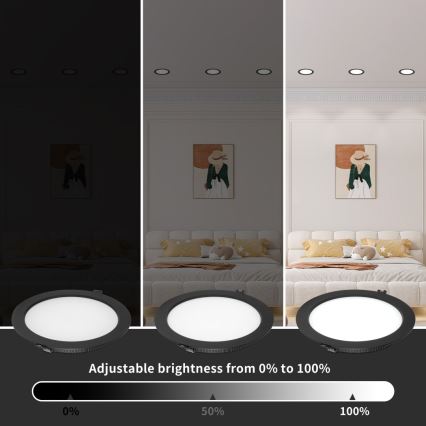 Immax NEO 07294L - LED prigušiva ugradna plafonska svetiljka DOWN LED/36W/230V Wi-Fi Tuya preč. 23 cm crna