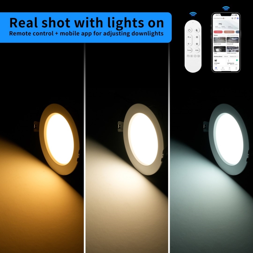 Immax NEO 07294L - LED prigušiva ugradna plafonska svetiljka DOWN LED/36W/230V Wi-Fi Tuya preč. 23 cm crna