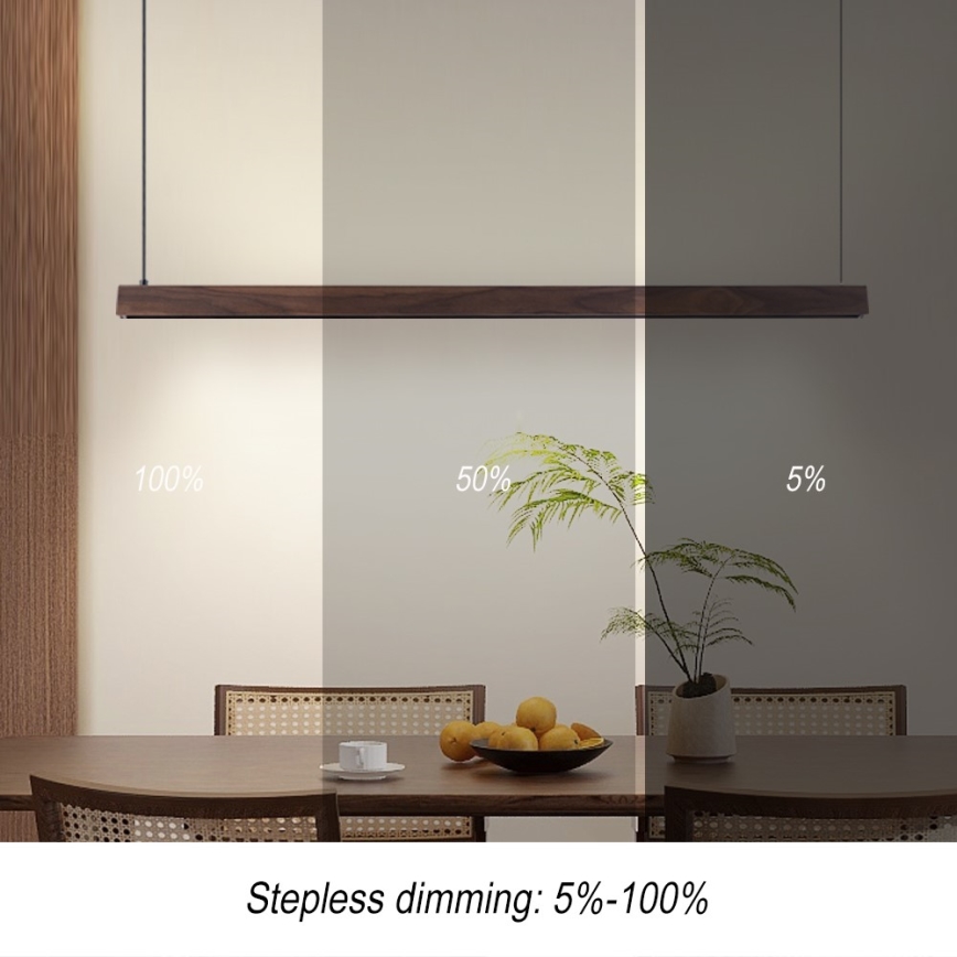 Immax NEO 07300L - LED prigušiva luster na sajli MADEIRA LED/26W/230V Wi-Fi Tuya 122 cm orah + daljinski upravljač
