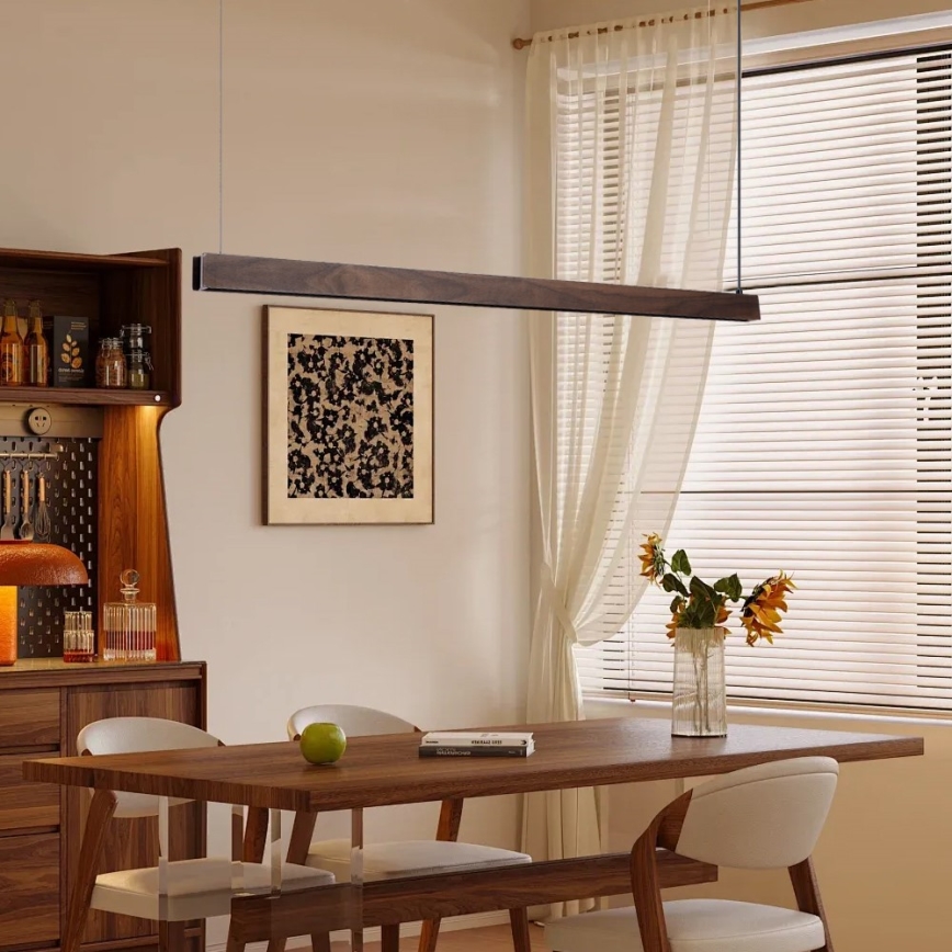 Immax NEO 07300L - LED prigušiva luster na sajli MADEIRA LED/26W/230V Wi-Fi Tuya 122 cm orah + daljinski upravljač