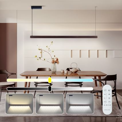 Immax NEO 07302L - LED prigušiva luster na sajli MADEIRA LED/44W/230V Wi-Fi Tuya 202 cm orah + daljinski upravljač